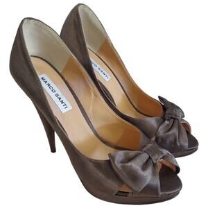 MARCO SANTI Stiletto Platform Bow Heels Size 8.5 Date Night Career Sexy Shoes